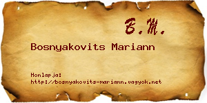 Bosnyakovits Mariann névjegykártya
